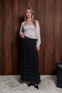 La jupe maxi Plissée - Encre
