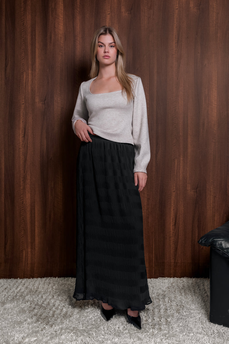 La jupe maxi Plissée - Encre